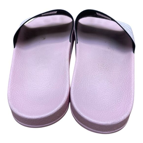 Adidas Pink and White Three Stripe Slide Sandals Size 8 Slip On Casual - Picture 3 of 5